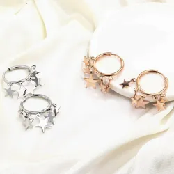 Small hoop earrings - with hanging starsEarrings