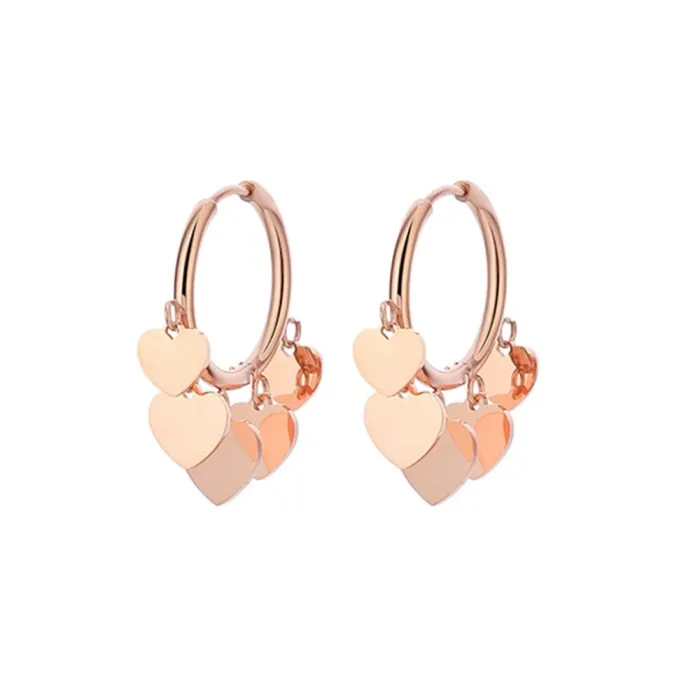 Small hoop earrings - with hanging heartsEarrings