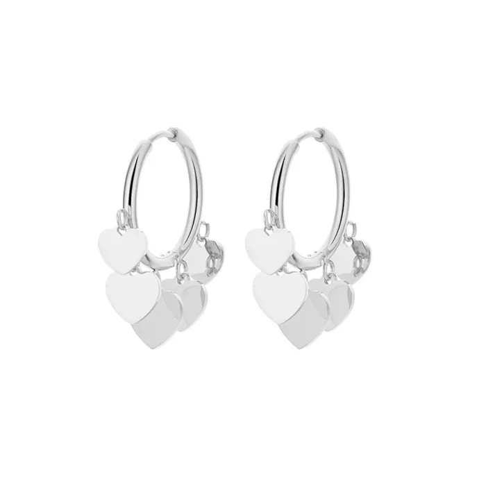 Small hoop earrings - with hanging heartsEarrings