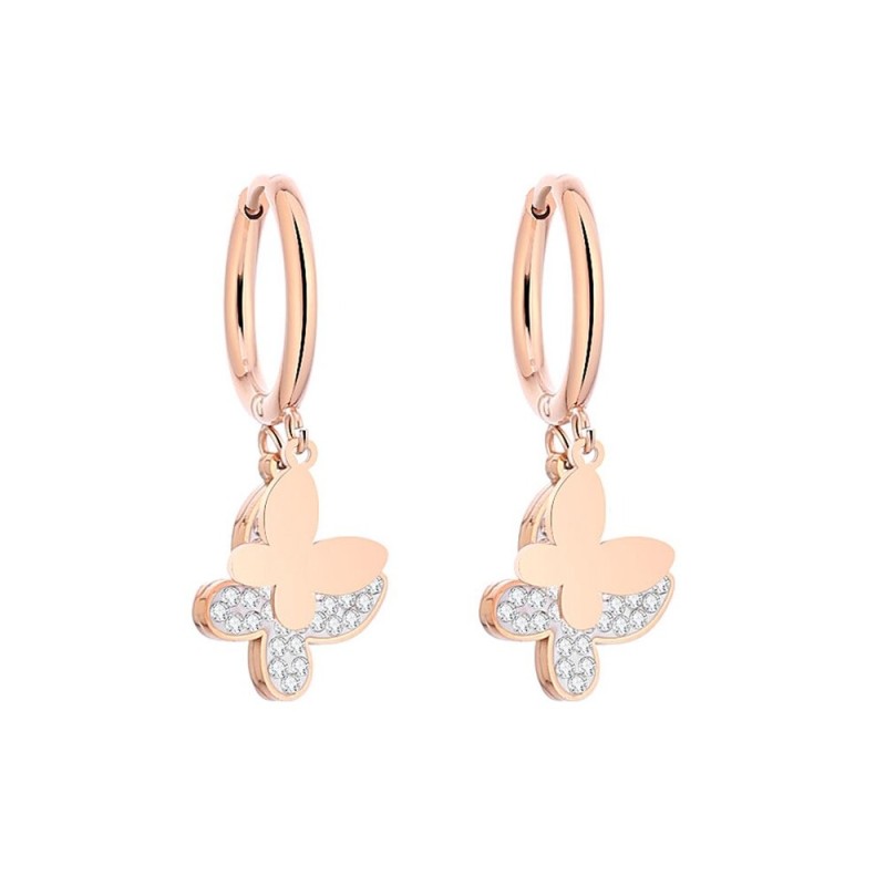 Small hoop earrings - with hanging butterfliesEarrings