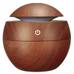 Humidificateur d'air à ultrasons - diffuseur d'huiles essentielles - LED - USB - grain de bois - 130ml
