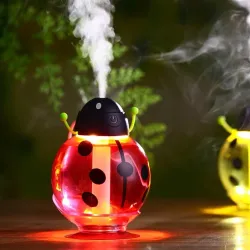 Humidificateur d'air à ultrasons - diffuseur d'huiles essentielles - forme coccinelle - USB - LED - 260 ml