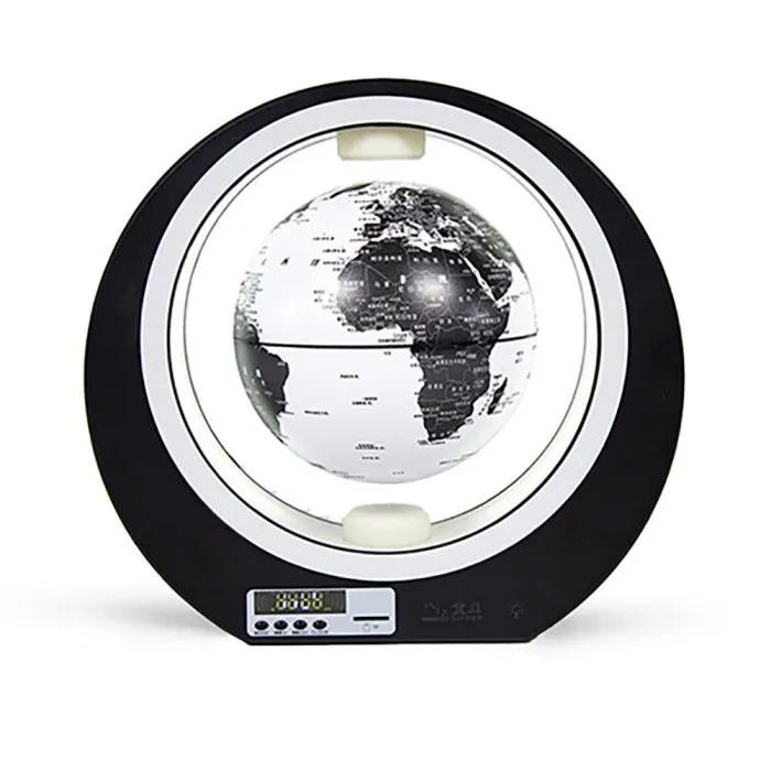 Enceinte Bluetooth - lévitation magnétique - globe terrestre flottant - avec horloge