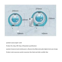 Enceinte Bluetooth - lévitation magnétique - globe terrestre flottant - avec horloge