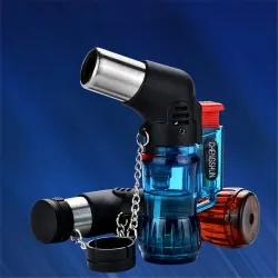 Mini briquet butane - flamme jet - coupe-vent - avec capuchon