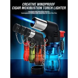 Mini briquet butane - flamme jet - coupe-vent - avec capuchon