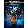 Mini briquet butane - flamme jet - coupe-vent - avec capuchon