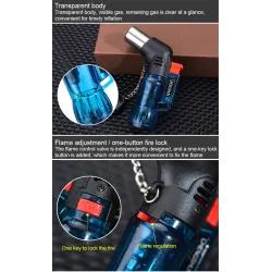 Mini briquet butane - flamme jet - coupe-vent - avec capuchon