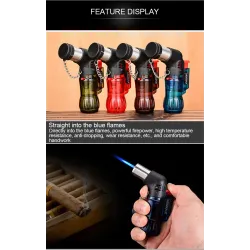 Mini briquet butane - flamme jet - coupe-vent - avec capuchon