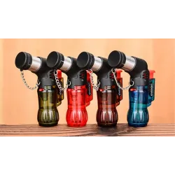 Mini briquet butane - flamme jet - coupe-vent - avec capuchon
