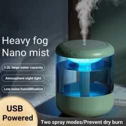 Humidificateur d'air à ultrasons - diffuseur d'huiles essentielles - LED - USB - 1200 ml