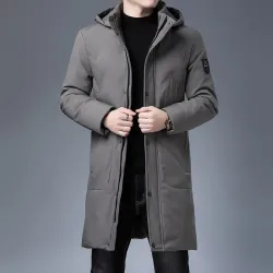 Veste longue d'hiver à capuche - fermeture éclair - boutons