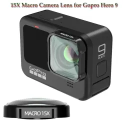 Objectif de caméra macro 4K HD 15X - verre optique - pour caméra d'action GoPro Hero 9 Black
