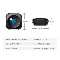 Lentille en alliage d'aluminium - lentille ultra large de 155 degrés - étanche - pour GoPro Hero 9 10 11 Black