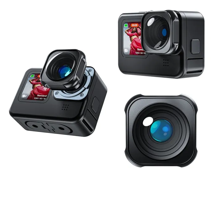 Lentille en alliage d'aluminium - lentille ultra large de 155 degrés - étanche - pour GoPro Hero 9 10 11 Black