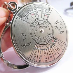 calendrier perpétuel 50 ans - porte-clés rond argent
