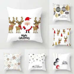 Housse de coussin décorative de Noël - Merry Christmas - Happy New Year - 45cm * 45cm