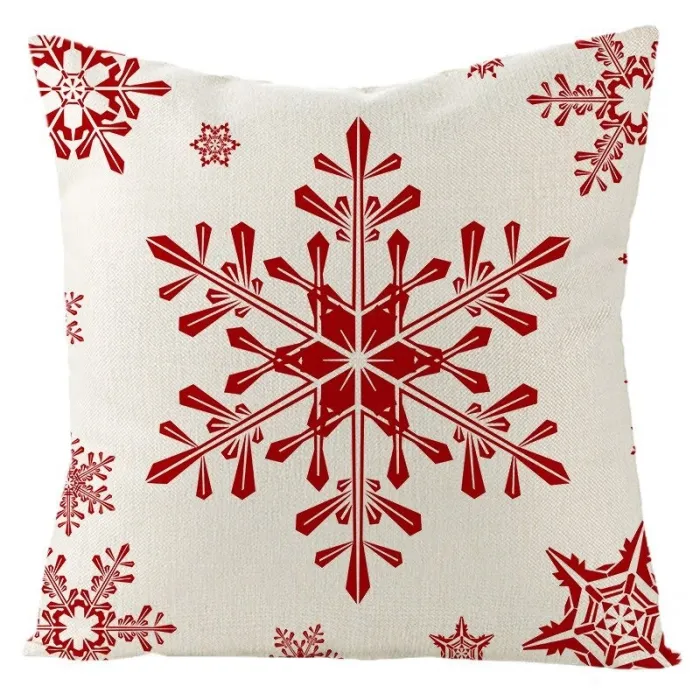 Housse de coussin déco Noël - rouge avec imprimé - 45 * 45 cm