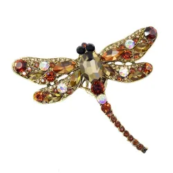 Broche libellule en cristal
