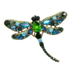 Broche libellule en cristal