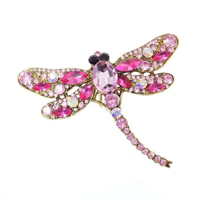 Broche libellule en cristal