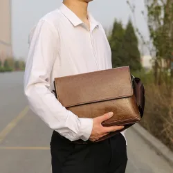 Elegant shoulder bag - leather - wideBags