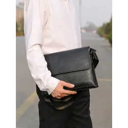 Elegant shoulder bag - leather - wideBags