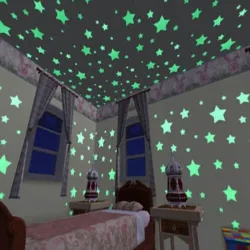 Etoiles phosphorescentes - stickers muraux / plafond - 3cm - 50 pièces