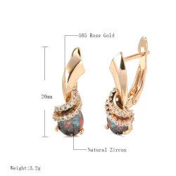 Boucles d'oreilles luxueuses en or rose - zircons colorés / cristaux