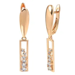 Boucles d'oreilles longues élégantes - or rose / cristaux