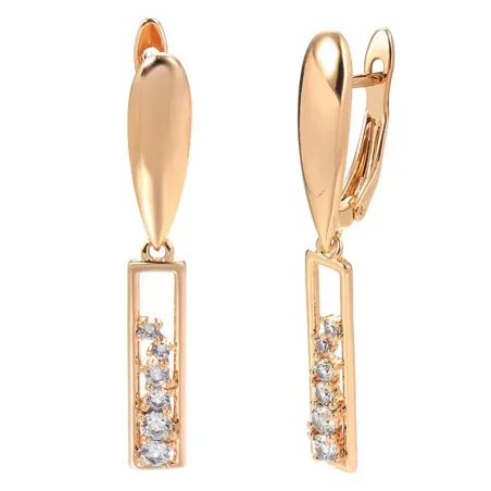 Boucles d'oreilles longues élégantes - or rose / cristaux