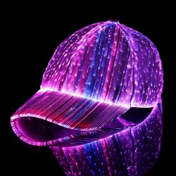 Casquette de baseball - fibre optique - LED - USB - blanc