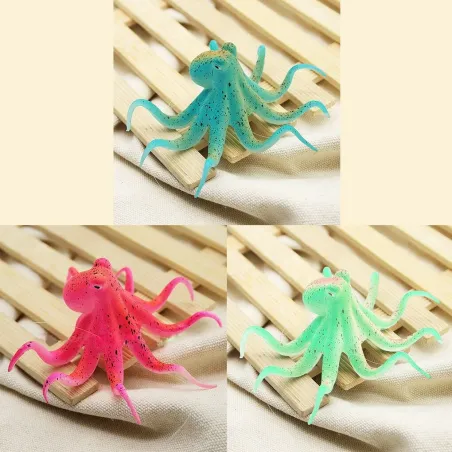 Fluorescent artificial octopus - with suction cup - aquarium decorationDecorations