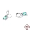 Irregular long earrings - square green zircon - 925 sterling silverEarrings