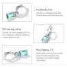 Boucles d'oreilles longues irrégulières - zircon vert carré - argent 925