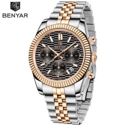 BENYAR - elegant Quartz watch - chronograph - waterproof - stainless steel - gold / blackWatches