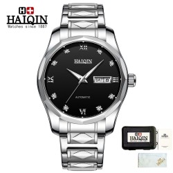 HAIQIN - montre mécanique automatique - acier inoxydable - argent / noir