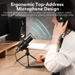 MAONO - microphone à condensateur - bouton de gain - trépied - USB