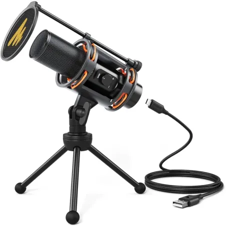 MAONO - microphone à condensateur - bouton de gain - trépied - USB