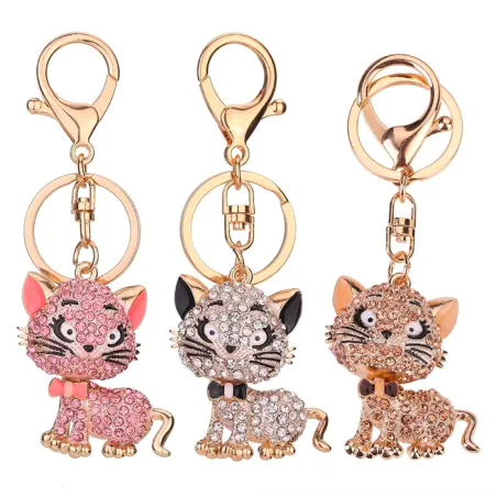 Chat en cristal - porte-clés