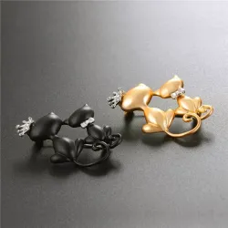 Chat double avec couronne - broche