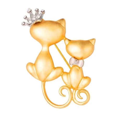 Chat double avec couronne - broche
