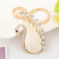 Cygne en cristal beige - porte-clés