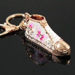 Mini chaussure fleurie en cristal - porte-clés