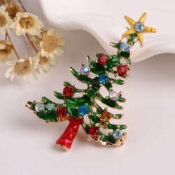 Christmas tree - with star / crystals - brooch