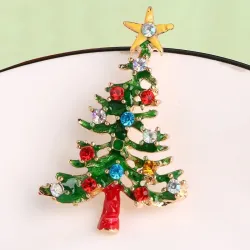 Sapin de Noël - avec étoile / cristaux - broche