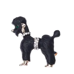 Chien aux cheveux bouclés - avec cristaux - broche