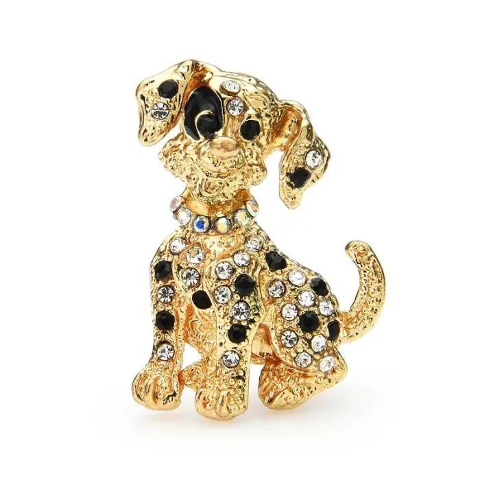 Chien assis en cristal - broche