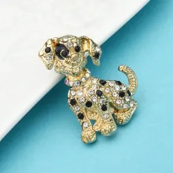 Chien assis en cristal - broche