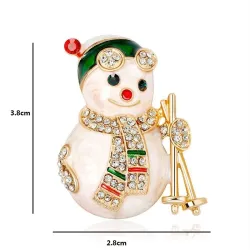 Bonhomme de neige en cristal - broche